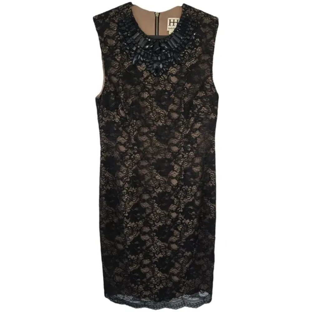 NWT Haute Hippie Black Lined Lace Sleeveless Beaded Dress Size 8 MSRP $495 - Picture 5 of 11